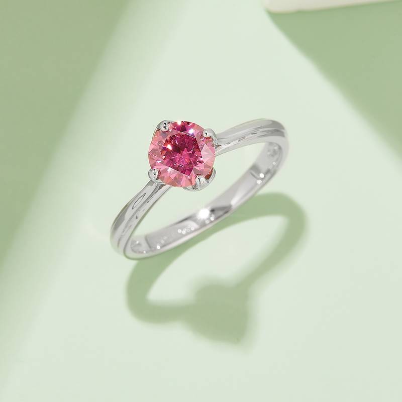 直臂莲花S925银镀白金MoissaniteWomen's Ring1ctD级